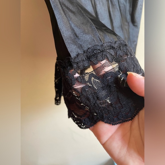 Y2K Wet Seal babydoll lace trim tank top size Small black fairy whimsigoth - Picture 9 of 13